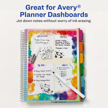 AVERY Wet Erase Markers, Fine Tip Markers, Smudge-Free and Quick-Drying, Black, Water-Erasable Markers for Planner Dashboards, Whiteboards and More, 3-Pack (24533)